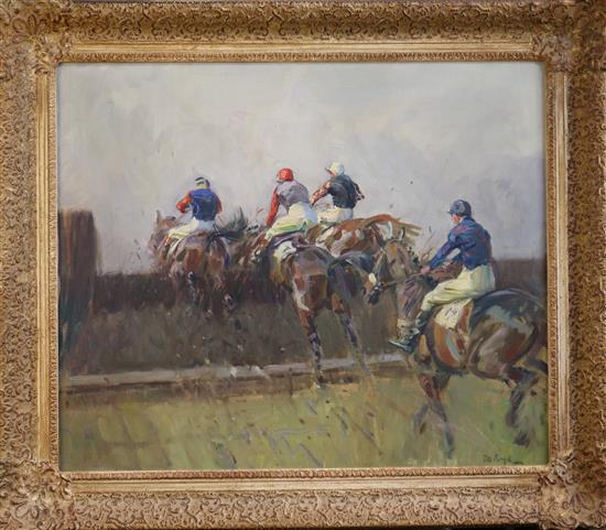 § Peter Biegel (1913-1987) Brave Men and Novices, the Old Open Ditch, Cheltenham 20 x 24in.